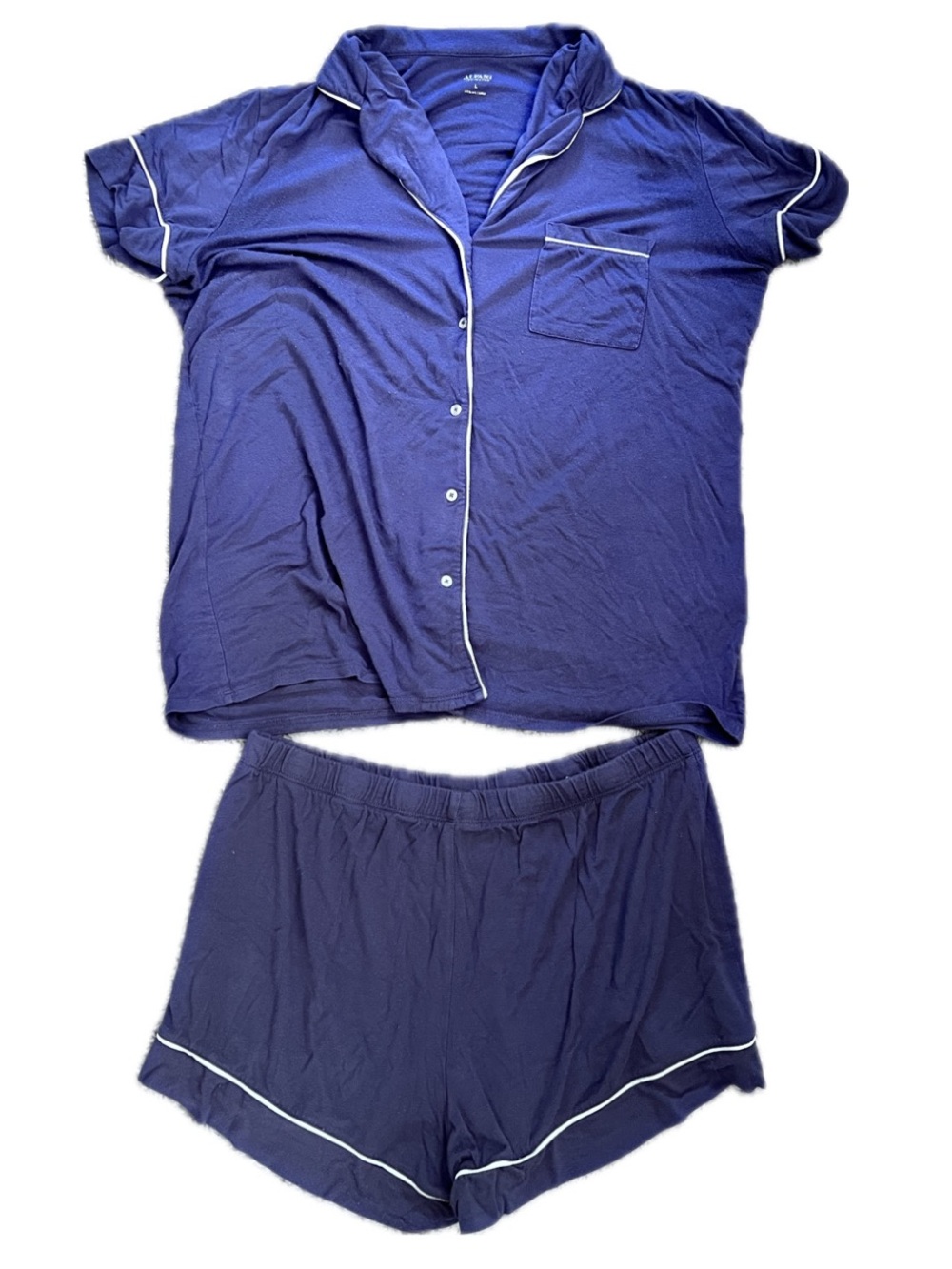 Alfani Alfani Short-Sleeve Notch-Collar Pajama Set (Purple/Blue)